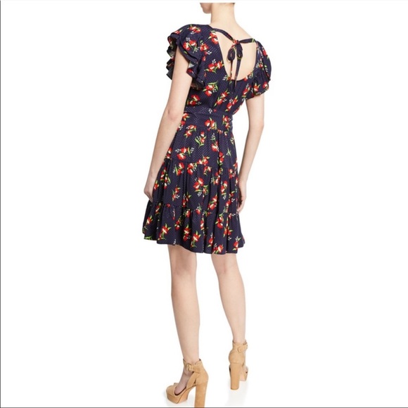 NWT w/Defects JILL Jill Stuart Midnight Navy Blue Jacquard Floral Tiered Dress - Picture 10 of 12